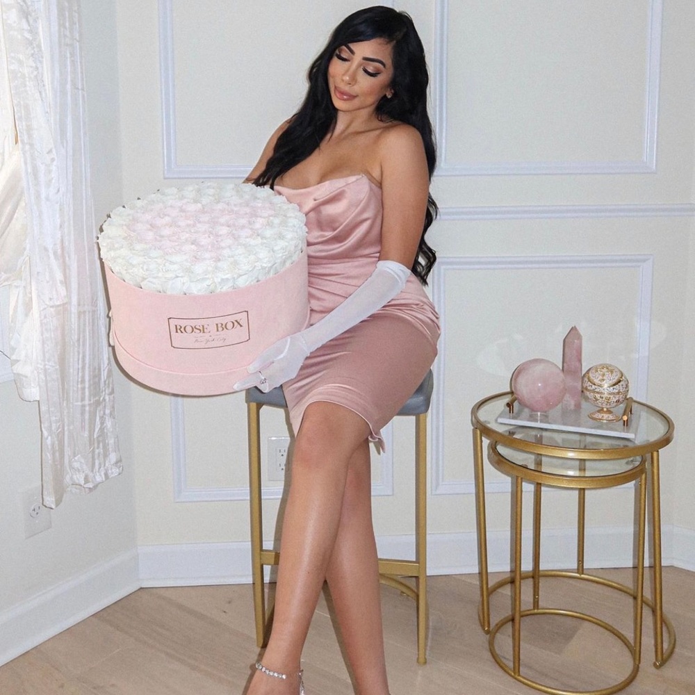 COPY - Blush Satin Strapless Corset Dress - Picture 3 of 8